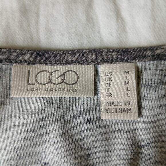 Logo Lori Goldstein Size M Grey & Blue Heathered Tunic Tank Swing Top - Picture 2 of 8